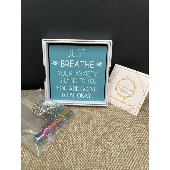 Just Breath Taylover Breathing Necklace for Anxiety Relief Rainbow Color New Box - Picture 1 of 7